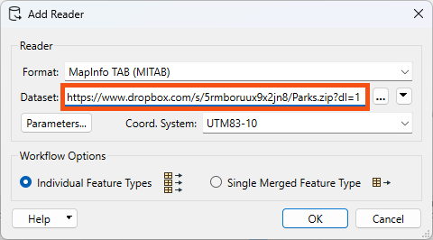 Reading from a Dropbox URL